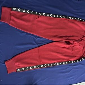 True Religion Red Sweatpants with Black Accents